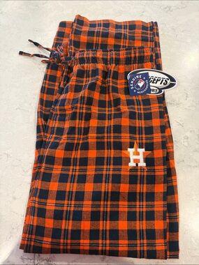 Genuine Merchandise Orange & Navy Astros Flannel Plaid Lounge Pants